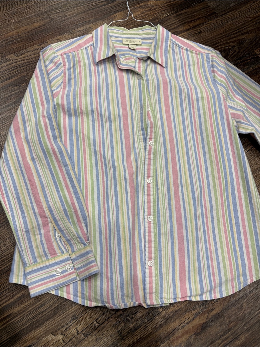 Appleseeds Striped Button-Down Shirt - Pastel Multi - Picture 3 of 4
